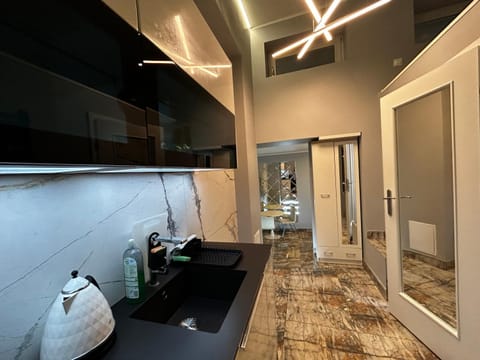 Kitchen or kitchenette, oven, stove
