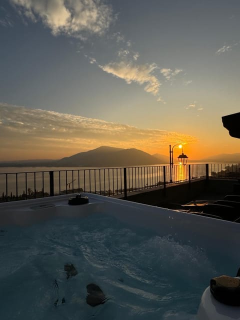 Property building, Hot Tub, Sunset