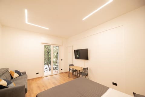 Bed, TV and multimedia, Living room, Photo of the whole room, Seating area, Dining area, Bedroom