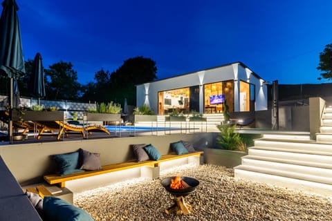 Property building, Night, Seating area, Garden view