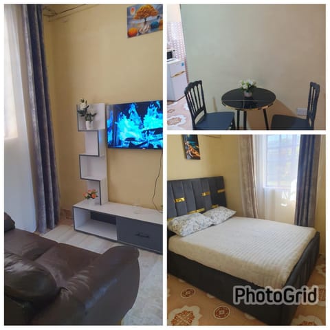 Bed, Living room, Dining area