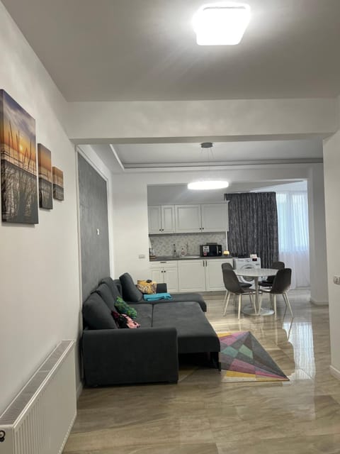 Kitchen or kitchenette, Living room, Seating area, Dining area
