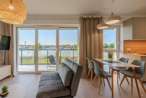 Living room, Dining area, River view