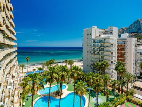 Property building, Nearby landmark, Day, Natural landscape, Beach, Mountain view, Pool view, Sea view, Swimming pool, sunbed