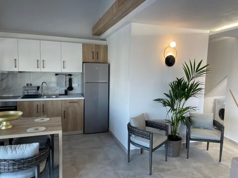 Kitchen or kitchenette, Living room, Seating area, Dining area, stove