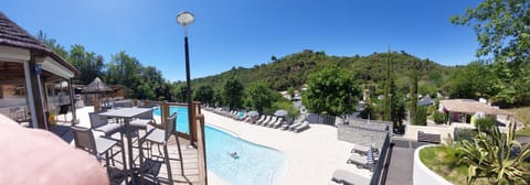 Patio, Spring, Day, Natural landscape, Mountain view, Pool view, Swimming pool, sunbed