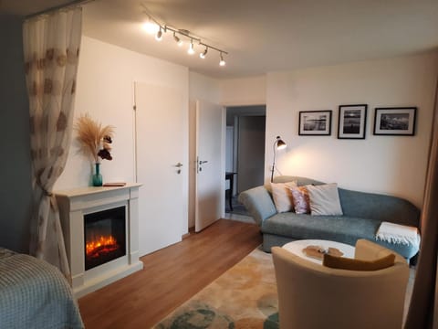 Seating area, fireplace