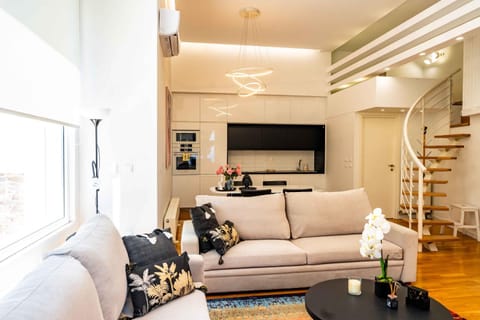Kitchen or kitchenette, Living room, Seating area