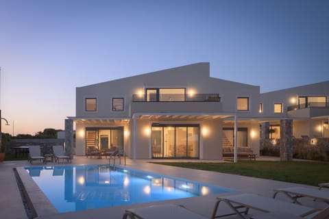 Property building, Night, Swimming pool