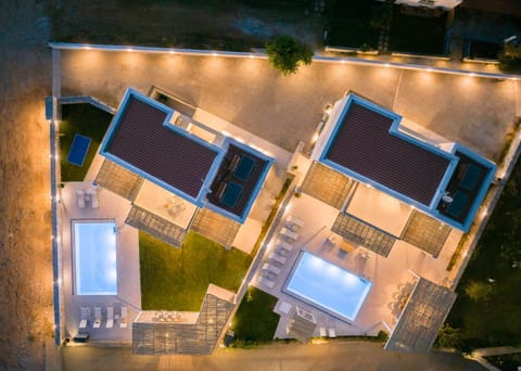 Property building, Night, Bird's eye view, Swimming pool