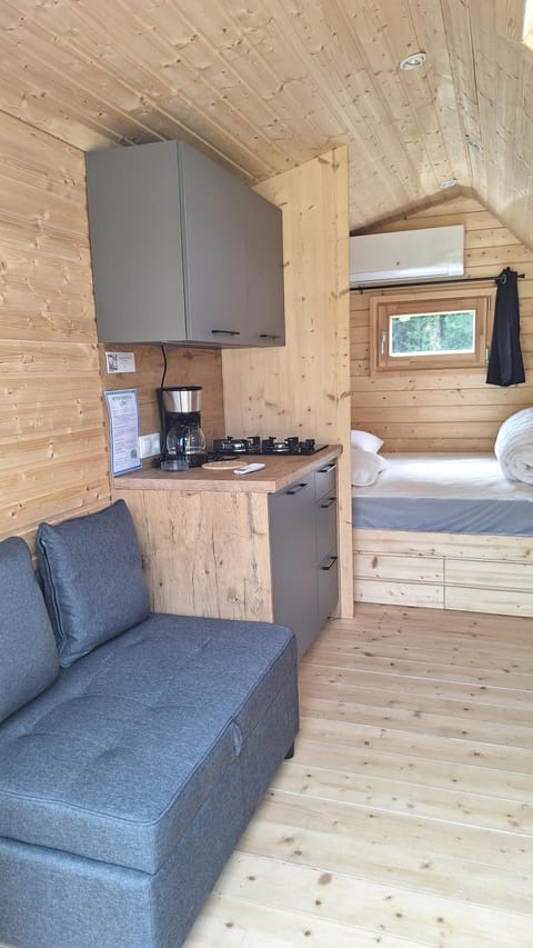 Bed, Kitchen or kitchenette, Living room, air conditioner