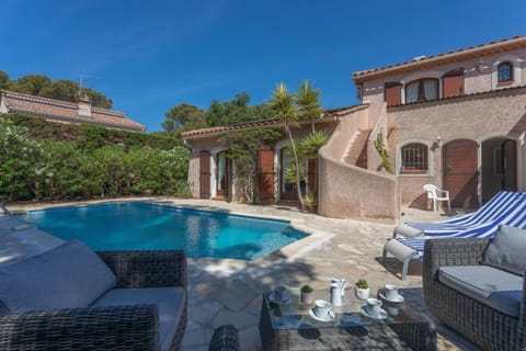 Property building, Living room, Swimming pool