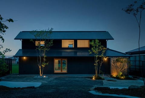 Property building, Night, Garden