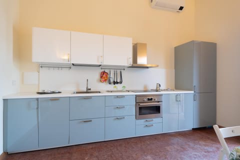 Kitchen or kitchenette, dishwasher, oven, stove