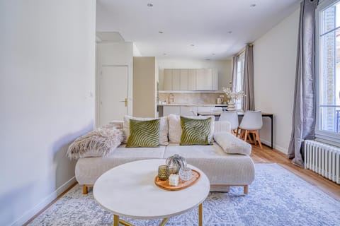 Living room, kitchen