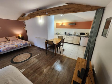 Bed, Kitchen or kitchenette, Photo of the whole room, Dining area, Bedroom, stove