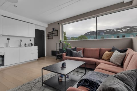 Living room, Seating area, Mountain view, kitchen
