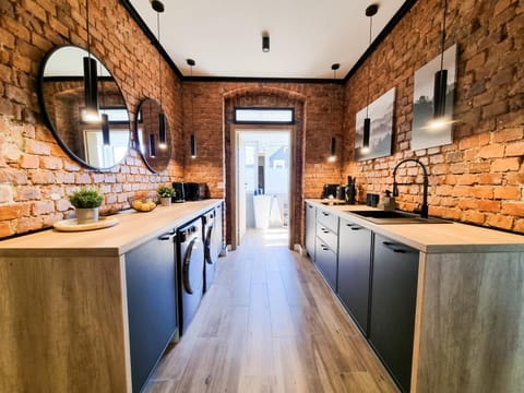Kitchen or kitchenette, dishwasher, stove
