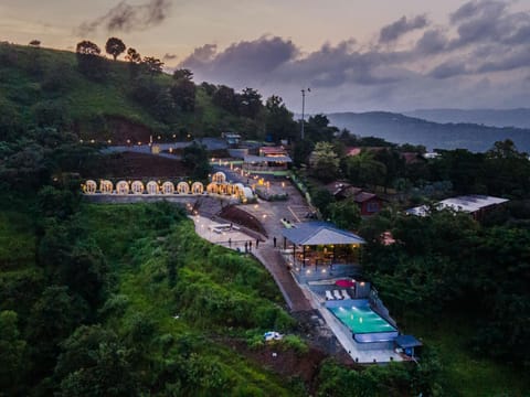 Property building, Facade/entrance, Bird's eye view, Pool view, Swimming pool