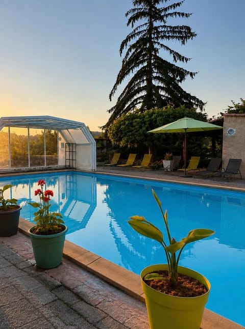 Day, Natural landscape, Garden, Garden view, Pool view, Swimming pool, sunbed