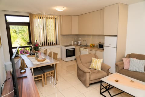 Kitchen or kitchenette, Living room, Seating area, Dining area, dishwasher, oven, stove