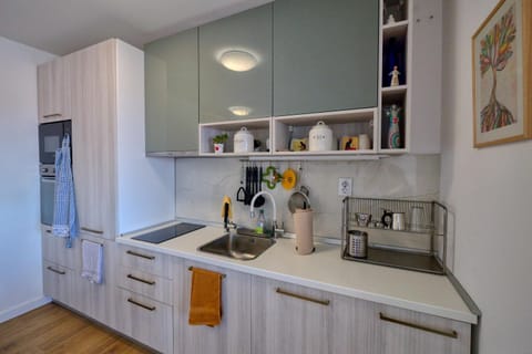 Kitchen or kitchenette, dishwasher, oven, stove