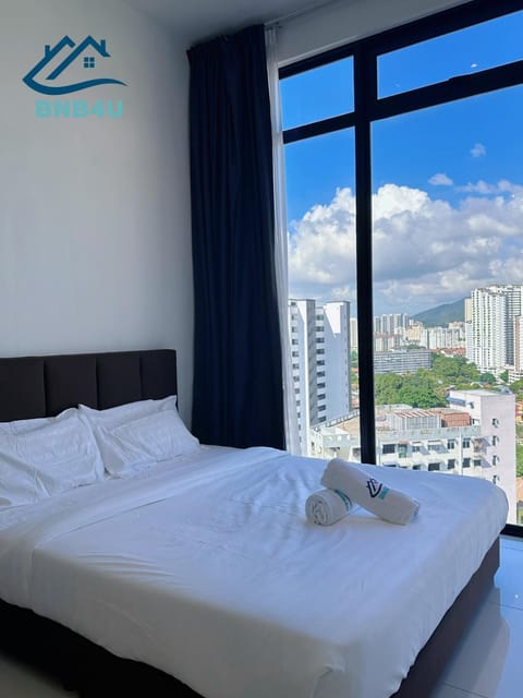 Bed, City view