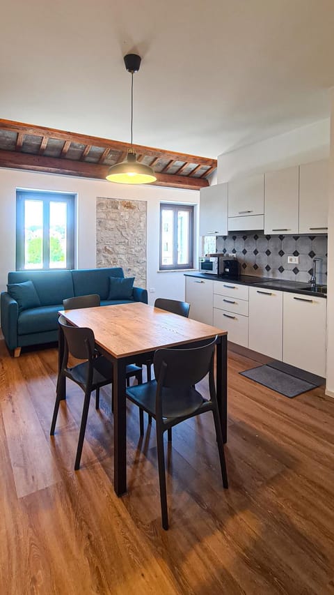 Kitchen or kitchenette, Living room, Dining area, stove