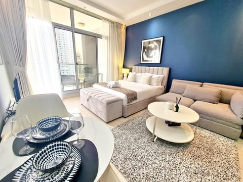 Bed, Living room, Dining area