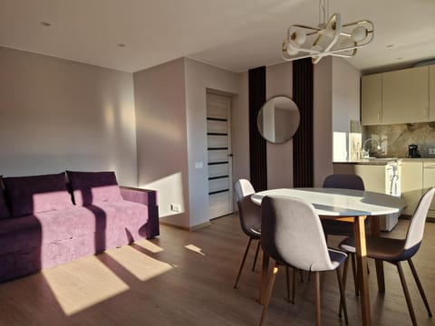 Kitchen or kitchenette, Living room, Seating area, Dining area