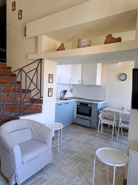 Kitchen or kitchenette, Living room, Seating area, Dining area, stove