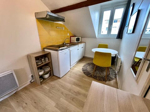 Kitchen or kitchenette, oven, stove