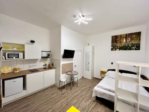 Bed, TV and multimedia, Kitchen or kitchenette, Bedroom