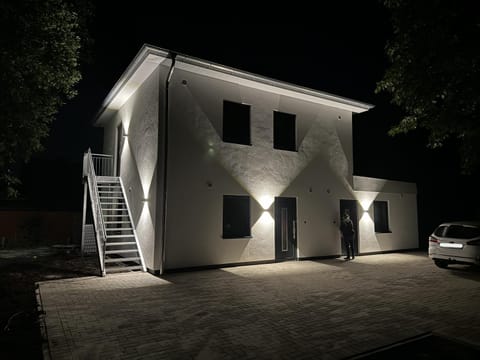 Property building, Night, Parking