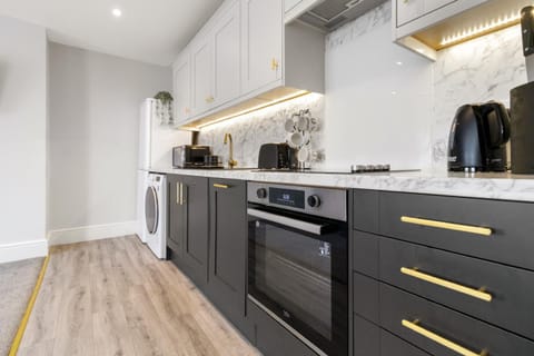 Kitchen or kitchenette, stove