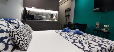 Bed, TV and multimedia, Kitchen or kitchenette, Photo of the whole room, Bedroom