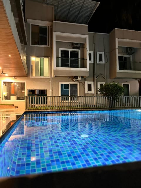 Property building, Night, Pool view, Swimming pool