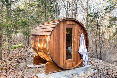 Hot Tub and Barrel Sauna! Lakefront Innsbrook Chalet House in Innsbrook