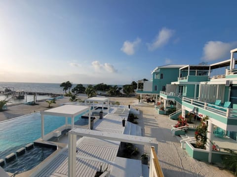 Property building, Natural landscape, Pool view, Sea view, Swimming pool