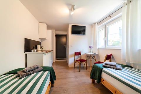 Bed, TV and multimedia, Kitchen or kitchenette, Dining area, towels, wardrobe