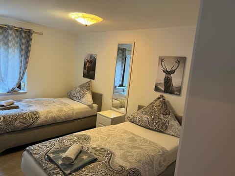 Photo of the whole room, Bedroom, towels