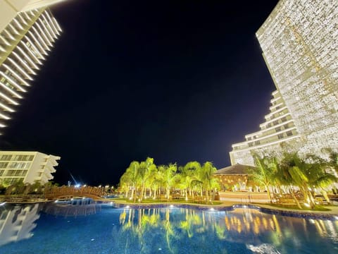 Property building, Night, City view, Pool view, Swimming pool