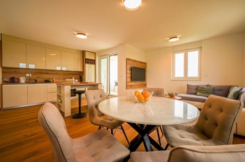 Kitchen or kitchenette, Living room, Seating area, Dining area, dishwasher, stove