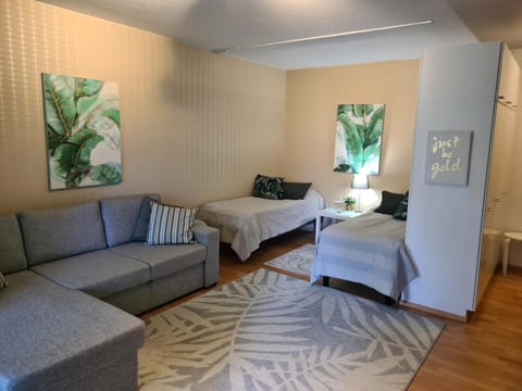 Bed, Living room, Seating area