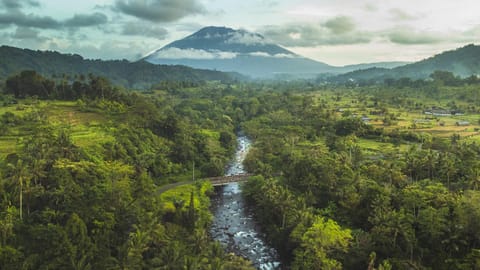 Natural landscape, Bird's eye view, Mountain view, River view