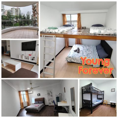 Communal lounge/ TV room, Bed, TV and multimedia, Kitchen or kitchenette, Photo of the whole room, Bedroom, bunk bed