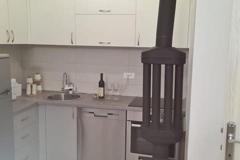 Kitchen or kitchenette, oven, stove