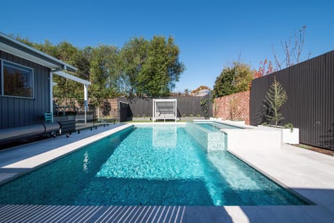 Swimming pool, sunbed