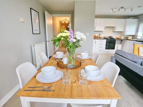 Kitchen or kitchenette, Living room, Seating area, Dining area, stove