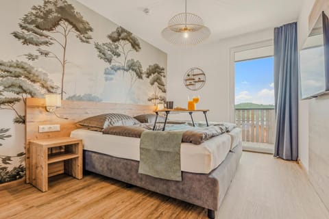 Bed, Natural landscape, View (from property/room), Balcony/Terrace, Bedroom